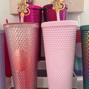 Starbucks Pink and Rose Gold Textured Tumblers